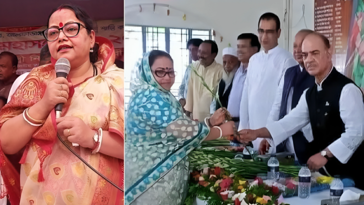 আওয়ামী লীগের সাবেক মন্ত্রী ফারুক খানের সঙ্গে সুবর্ণা ঠাকুর। ছবি: সংগৃহীত